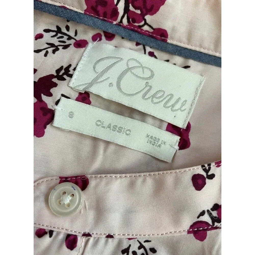 J. Crew Pink Floral Classic Blouse Size 8